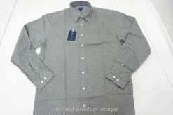 FootJoy 1857 Cotton Squard Print Button Down Mens Large Grey/Navy 447A 845461