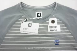 FootJoy Striped Crew Neck Polo Womens Medium Grey/White W/Logo 507A 00867243 11 FootJoy Striped Crew Neck Polo Womens Medium Grey/White W/Logo 507A 00867243 -Clothing Tops Sales Store 00867243 5 60414.1604082948