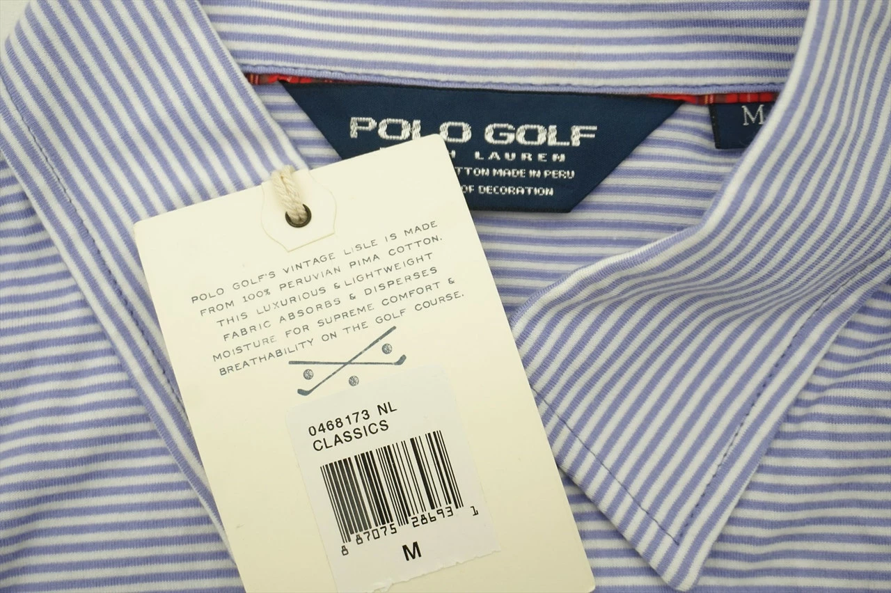 Ralph Lauren Polo Golf Classic W/ Logo Polo Mens Medium White/Violet 510A 4 Ralph Lauren Polo Golf Classic W/ Logo Polo Mens Medium White/Violet 510A - Image 2