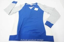 New Bobby Jones Crewneck Sweater Womens Large Sapphire Sea V-Neck 531A 00876685