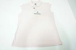 NEW FootJoy Micro Interlock Cap Sleeve Pinstripe Polo Womens Medium Pink 547B
