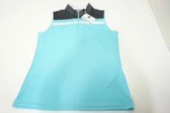 FootJoy Sleevl Micrlnterlck Colrblck Polo Womens Large Blufsh/Charcl/White 557A