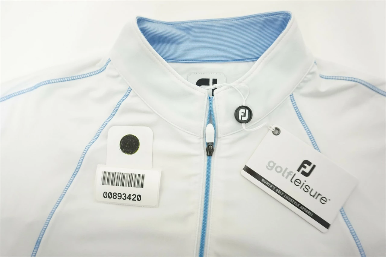 FootJoy Peach Jersey SS Ministripe Zip Polo Womens Medium White/Bluejay 557A 7 FootJoy Peach Jersey SS Ministripe Zip Polo Womens Medium White/Bluejay 557A - Image 5