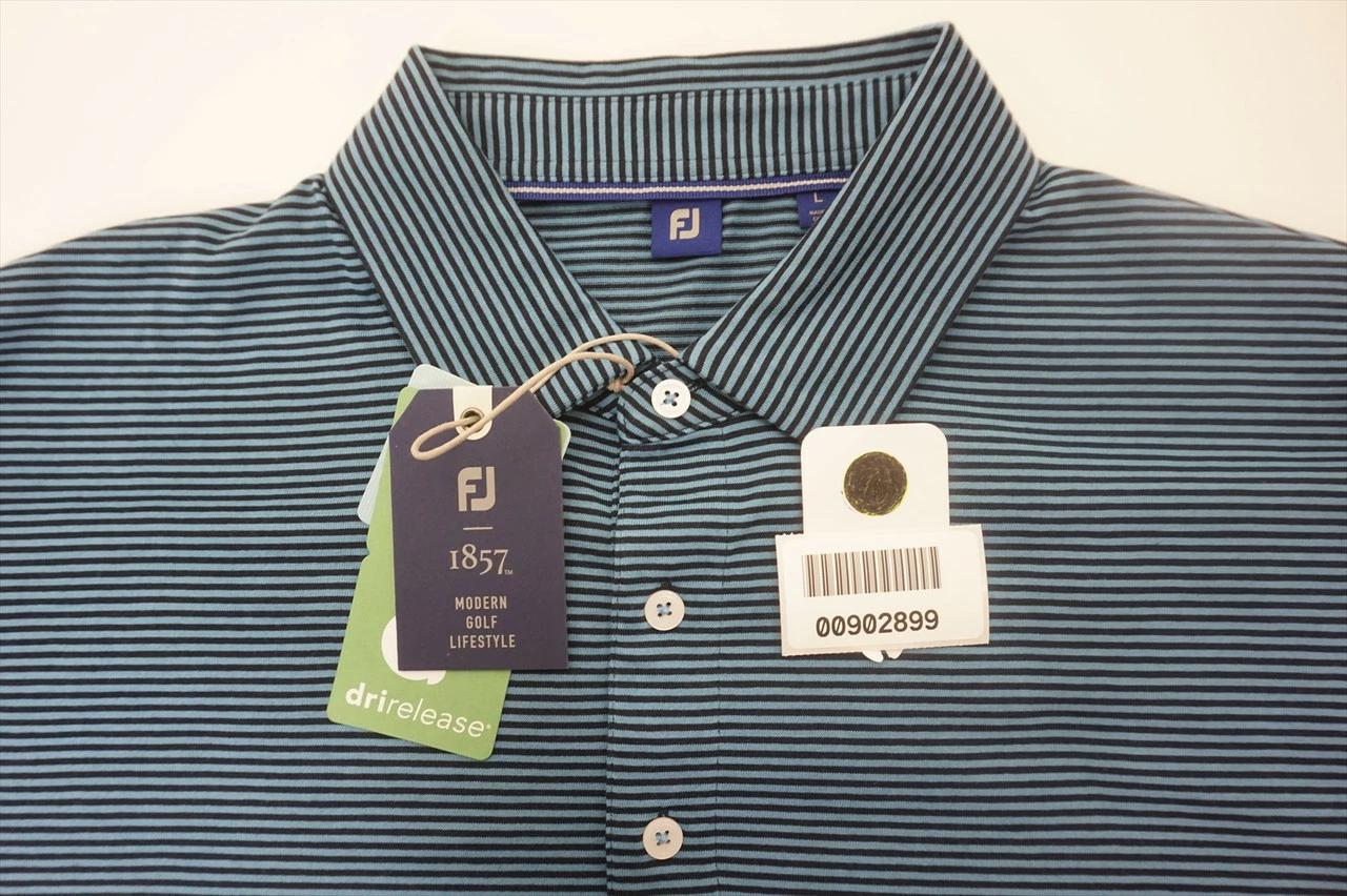 NEW FootJoy 1857 Drirelease Pinstripe Jersey Polo Mens Large Navy/Azure 566B 7 NEW FootJoy 1857 Drirelease Pinstripe Jersey Polo Mens Large Navy/Azure 566B - Image 5