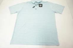 NEW FootJoy Lisle Classic Stripe AF Polo Mens Large Ice Blue/Grey 569C 904575