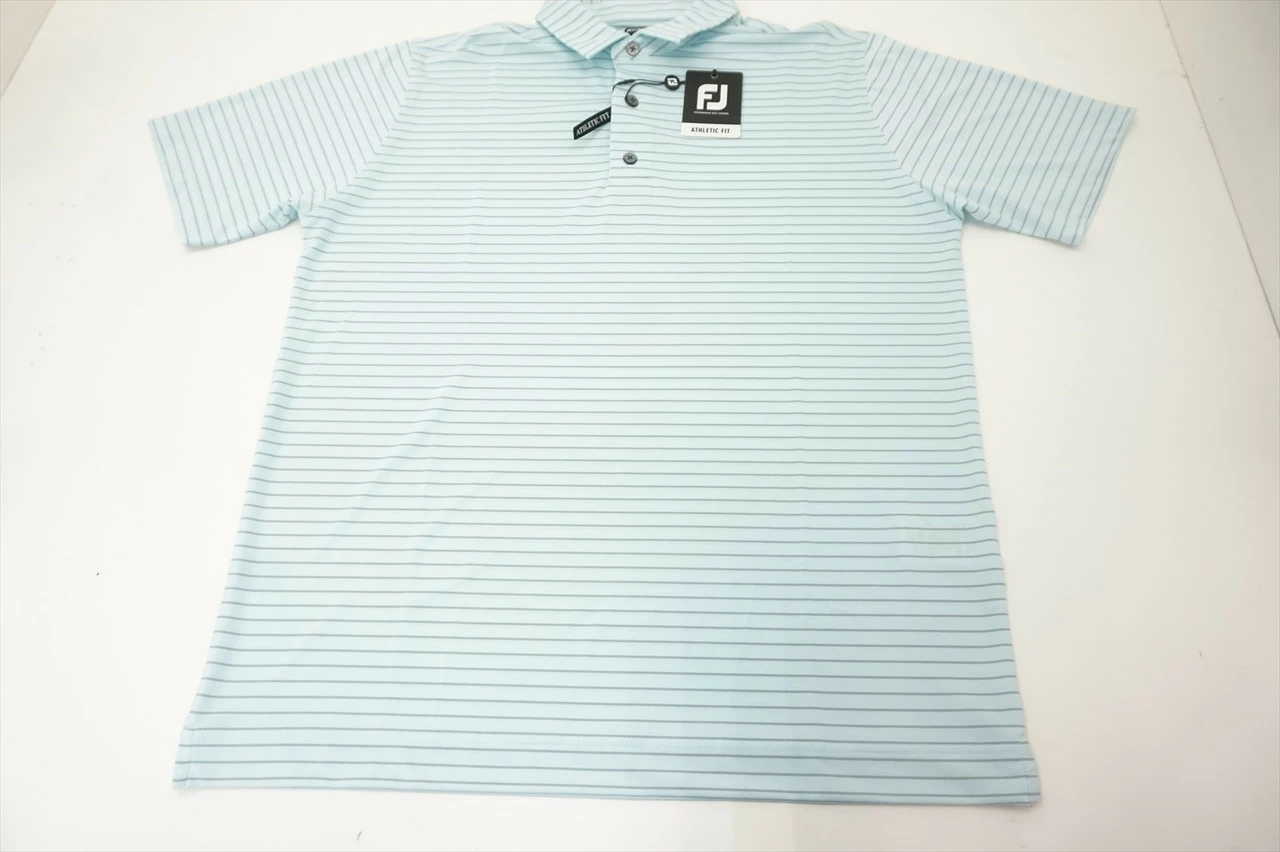 NEW FootJoy Lisle Classic Stripe AF Polo Mens Large Ice Blue/Grey 569C 904575 3 NEW FootJoy Lisle Classic Stripe AF Polo Mens Large Ice Blue/Grey 569C 904575