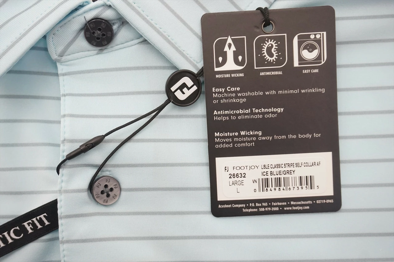 NEW FootJoy Lisle Classic Stripe AF Polo Mens Large Ice Blue/Grey 569C 904575 4 NEW FootJoy Lisle Classic Stripe AF Polo Mens Large Ice Blue/Grey 569C 904575 - Image 2