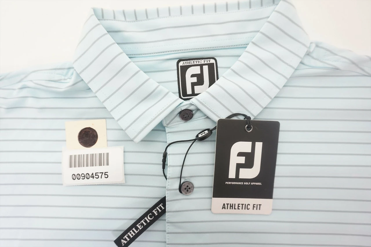 NEW FootJoy Lisle Classic Stripe AF Polo Mens Large Ice Blue/Grey 569C 904575 7 NEW FootJoy Lisle Classic Stripe AF Polo Mens Large Ice Blue/Grey 569C 904575 - Image 5