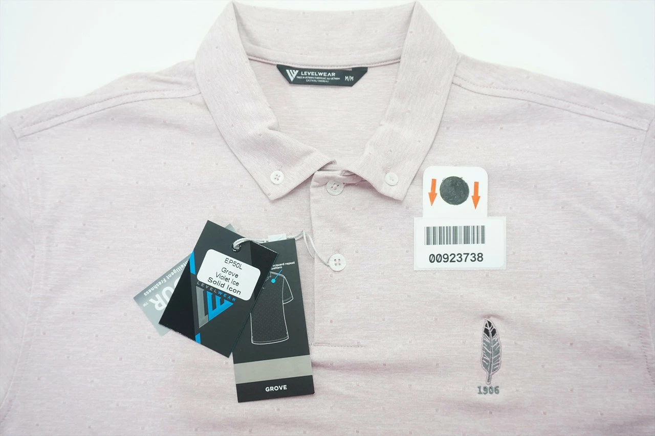 NEW Levelwear Golf Grove Polo Mens Medium Violet Ice/Solid Iron W/Logo 613A 7 NEW Levelwear Golf Grove Polo Mens Medium Violet Ice/Solid Iron W/Logo 613A - Image 5