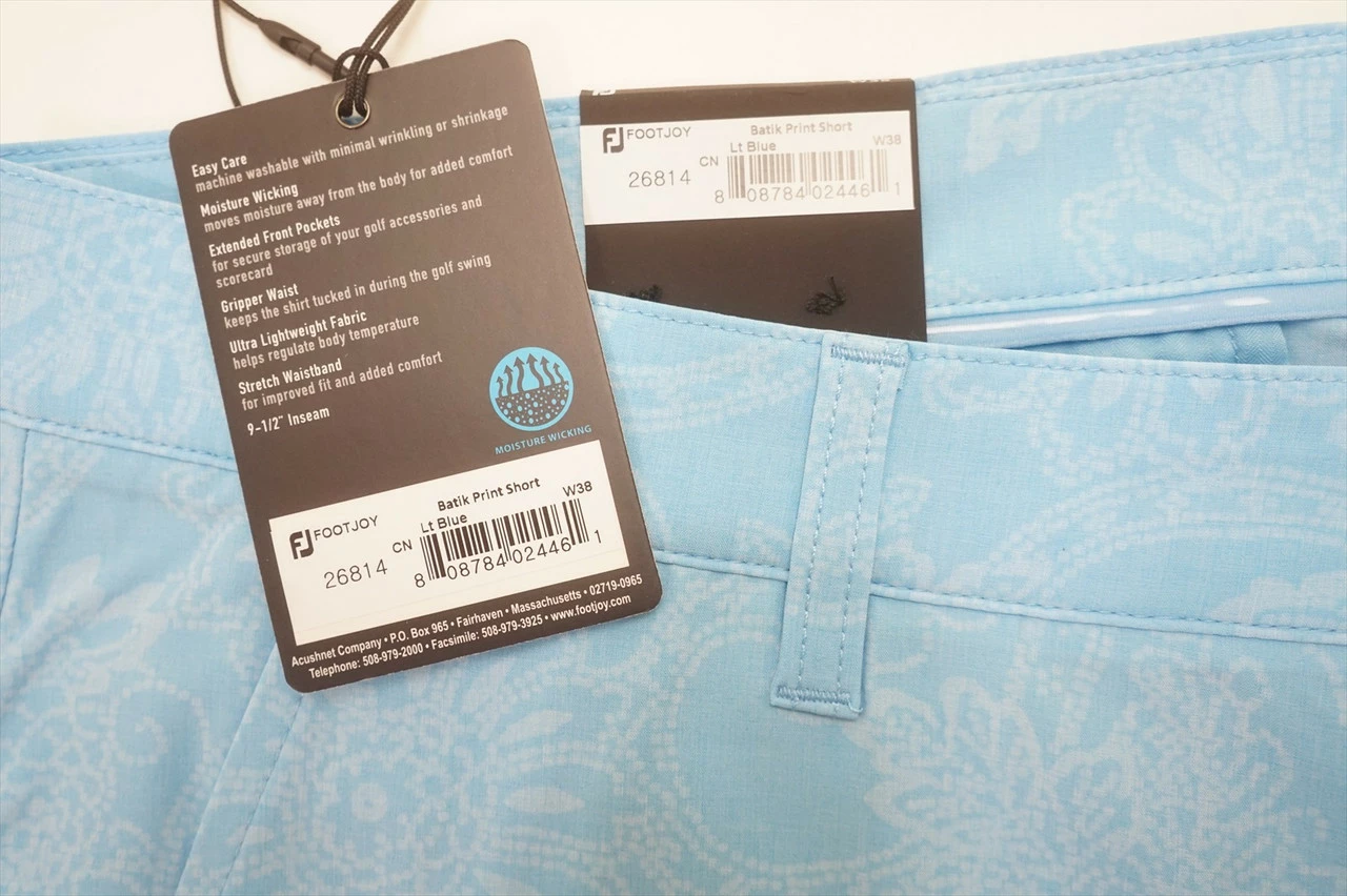NEW FootJoy Golf Batik Print Shorts Mens Waist Size 38 W38 Light Blue 626C 4 NEW FootJoy Golf Batik Print Shorts Mens Waist Size 38 W38 Light Blue 626C - Image 2