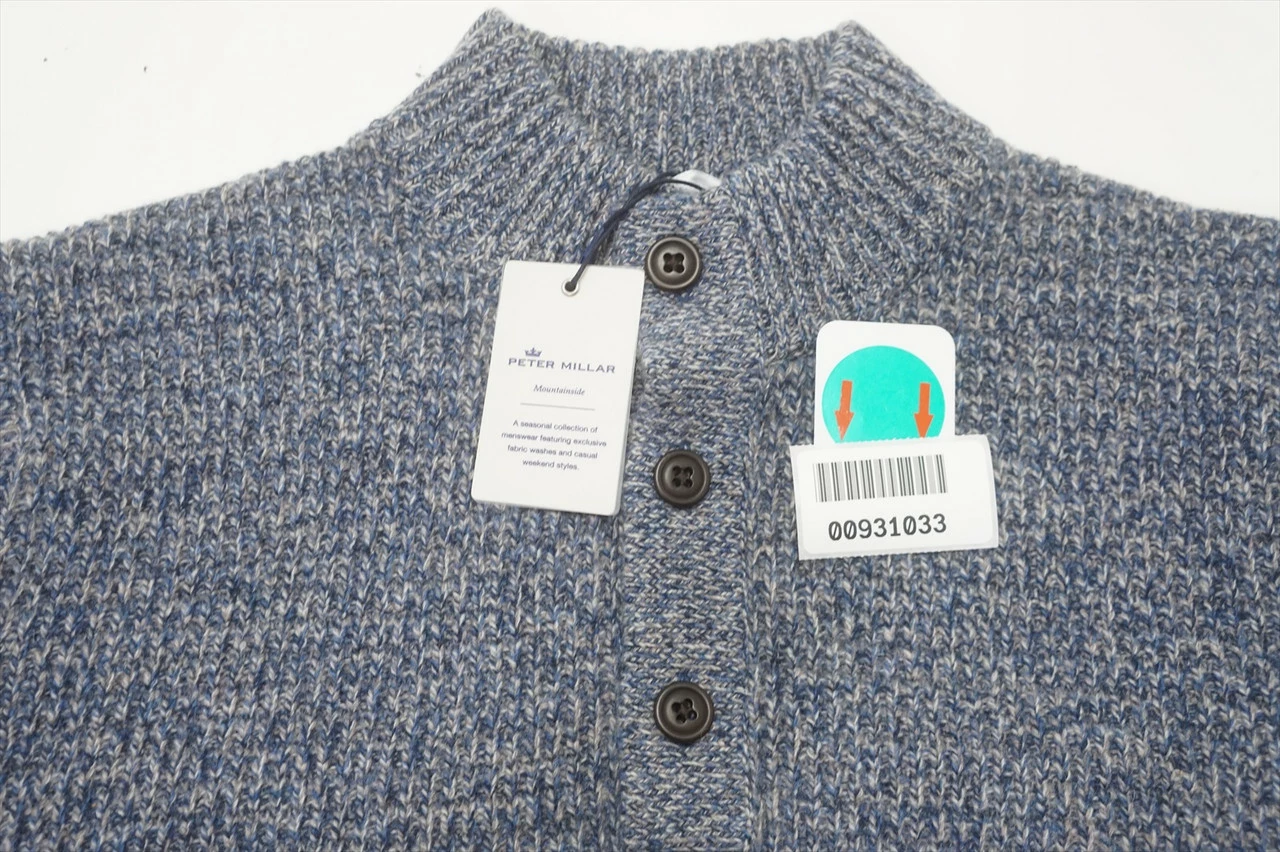 Peter Millar Textured Mock Merino Wool Sweater Mens Medium Grey Crewneck 629B 7 Peter Millar Textured Mock Merino Wool Sweater Mens Medium Grey Crewneck 629B - Image 5