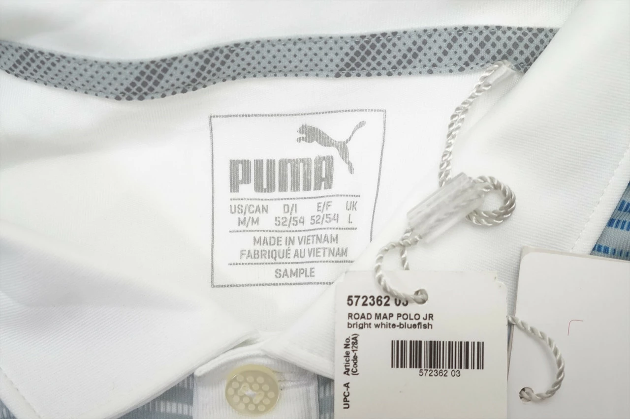 NEW Puma Golf Road Map Jr Polo Boys Medium Bright White/Bluefish 632B 4 NEW Puma Golf Road Map Jr Polo Boys Medium Bright White/Bluefish 632B - Image 2