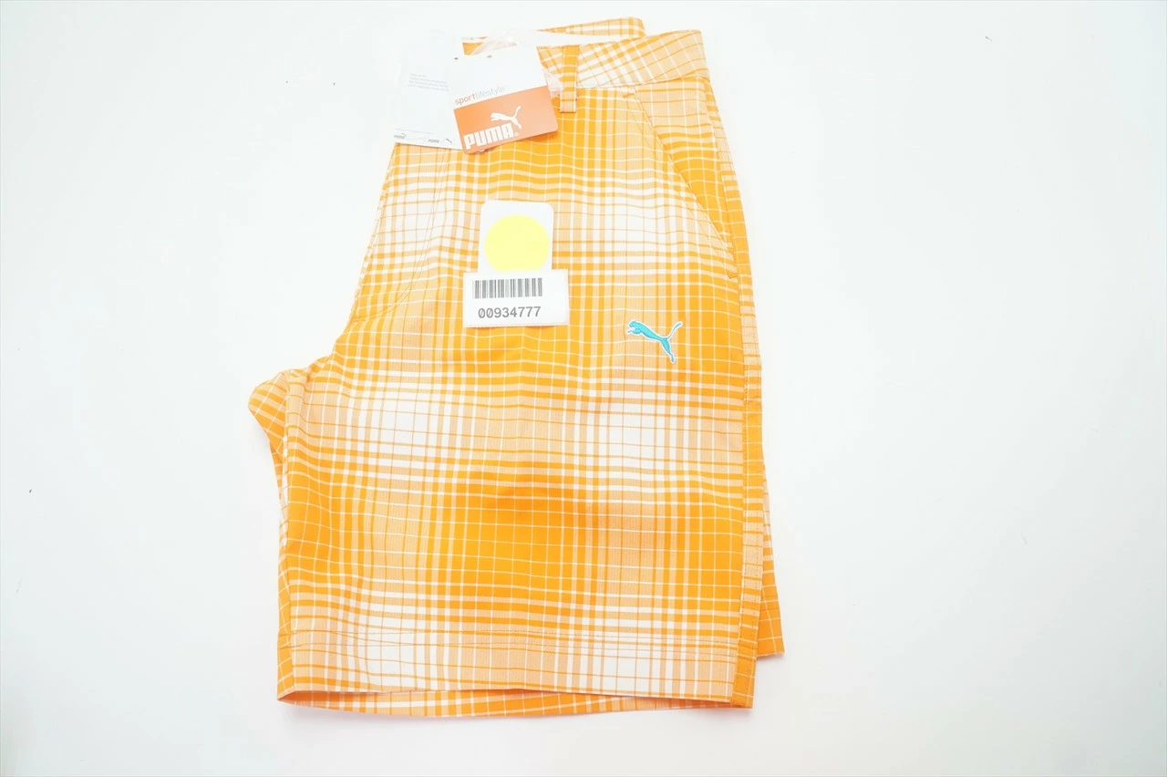Puma Golf Ombre Plaid Bermuda Juniors Shorts Boys Size Large White/Orange 635B 7 Puma Golf Ombre Plaid Bermuda Juniors Shorts Boys Size Large White/Orange 635B - Image 5