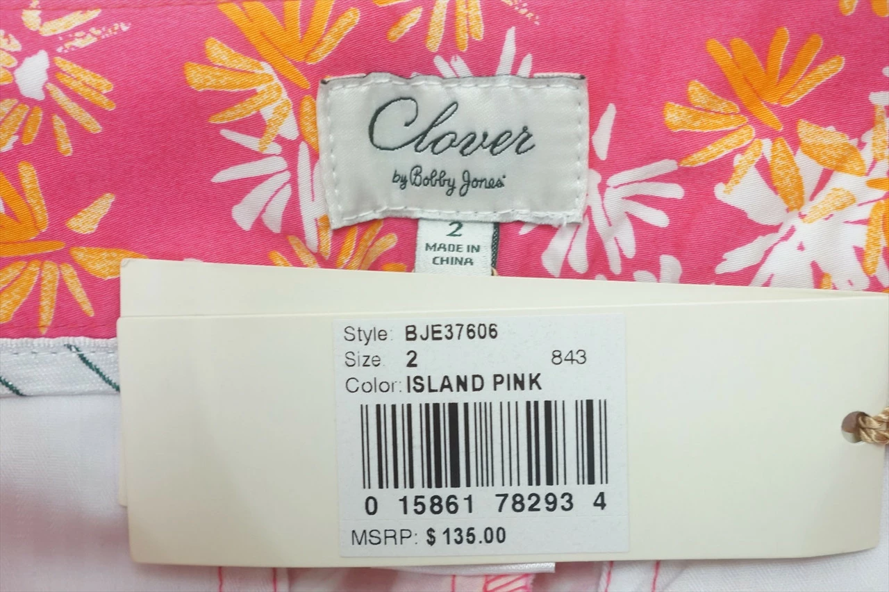 NEW Bobby Jones Golf Printed Shorts Womens Size 2 Island Pink 642D 00937310 4 NEW Bobby Jones Golf Printed Shorts Womens Size 2 Island Pink 642D 00937310 - Image 2