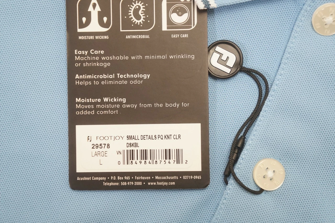 NEW FootJoy Small Details PQE KNT CLR Polo Mens Size Large DSKBL 663B 00952506 4 NEW FootJoy Small Details PQE KNT CLR Polo Mens Size Large DSKBL 663B 00952506 - Image 2