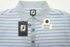NEW FootJoy Accented Stripe Lisle Polo Mens Large Dove Grey/White/Roval 663B -Clothing Tops Sales Store 00952509 5 37036.1663818395