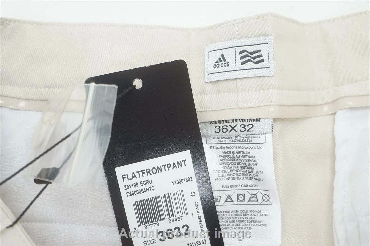 NEW Adidas Golf Flatfront Pants Mens Size W36 / L 32 ECRU 704A 00980469 4 NEW Adidas Golf Flatfront Pants Mens Size W36 / L 32 ECRU 704A 00980469 - Image 2