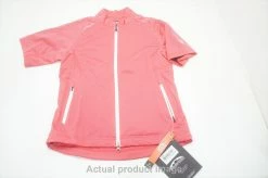 Sun Mountain Waterproof Pullover Womens Small Coral/White W/Logo 714A 985384