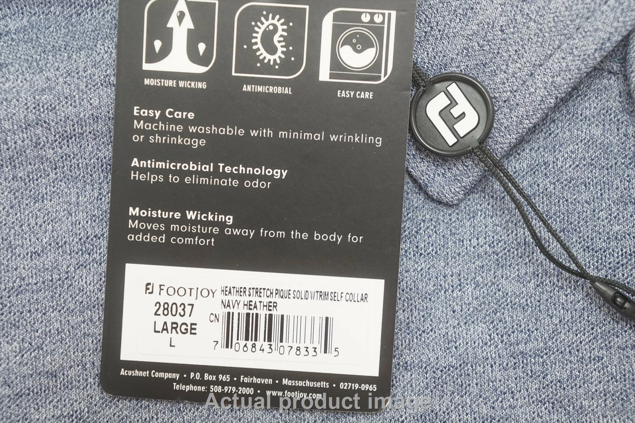 FootJoy Heather Stretch Pique Solid Polo Mens Large Navy Heather 725C 00994643 4 FootJoy Heather Stretch Pique Solid Polo Mens Large Navy Heather 725C 00994643 - Image 2