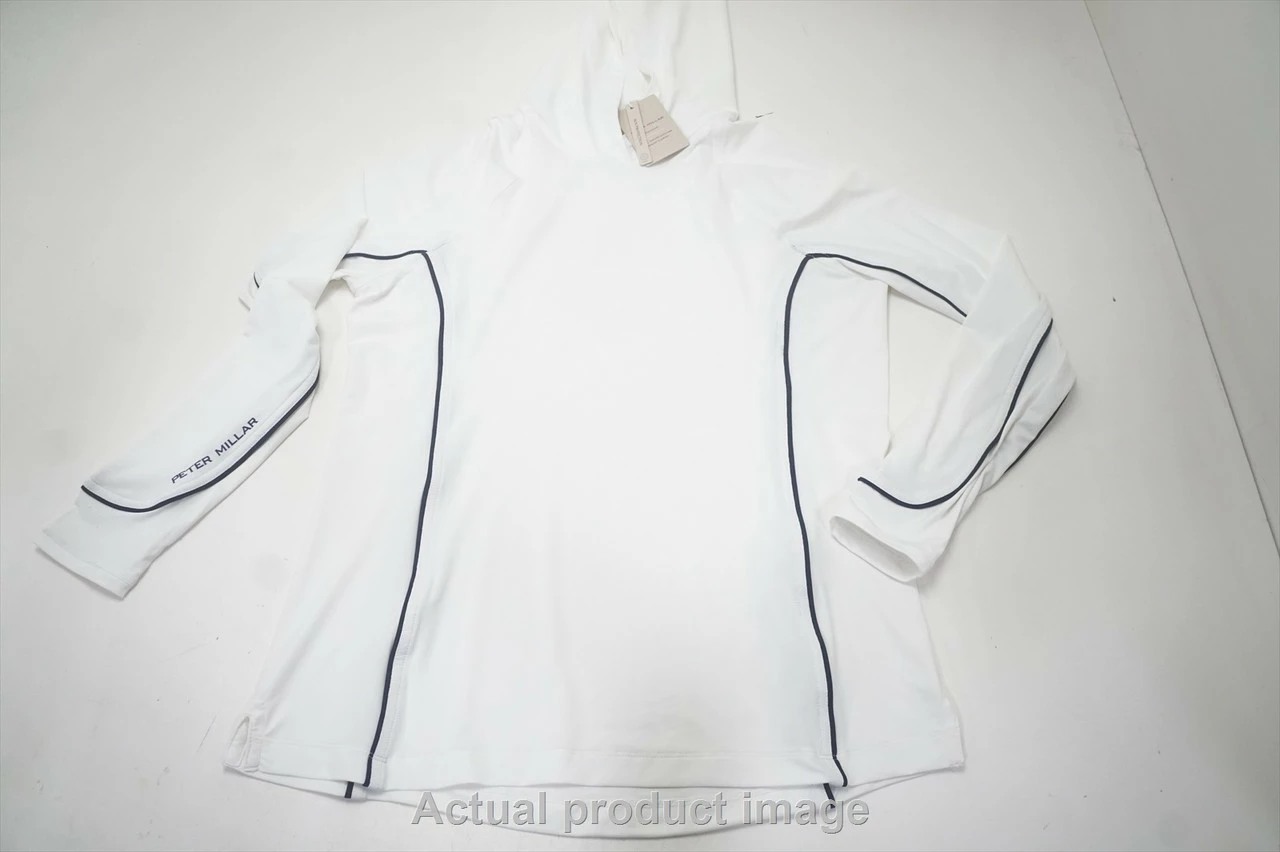 Peter Millar Lightweight Hoodie Pullover Womens Small White/Navy 737B 1000012 3 Peter Millar Lightweight Hoodie Pullover Womens Small White/Navy 737B 1000012