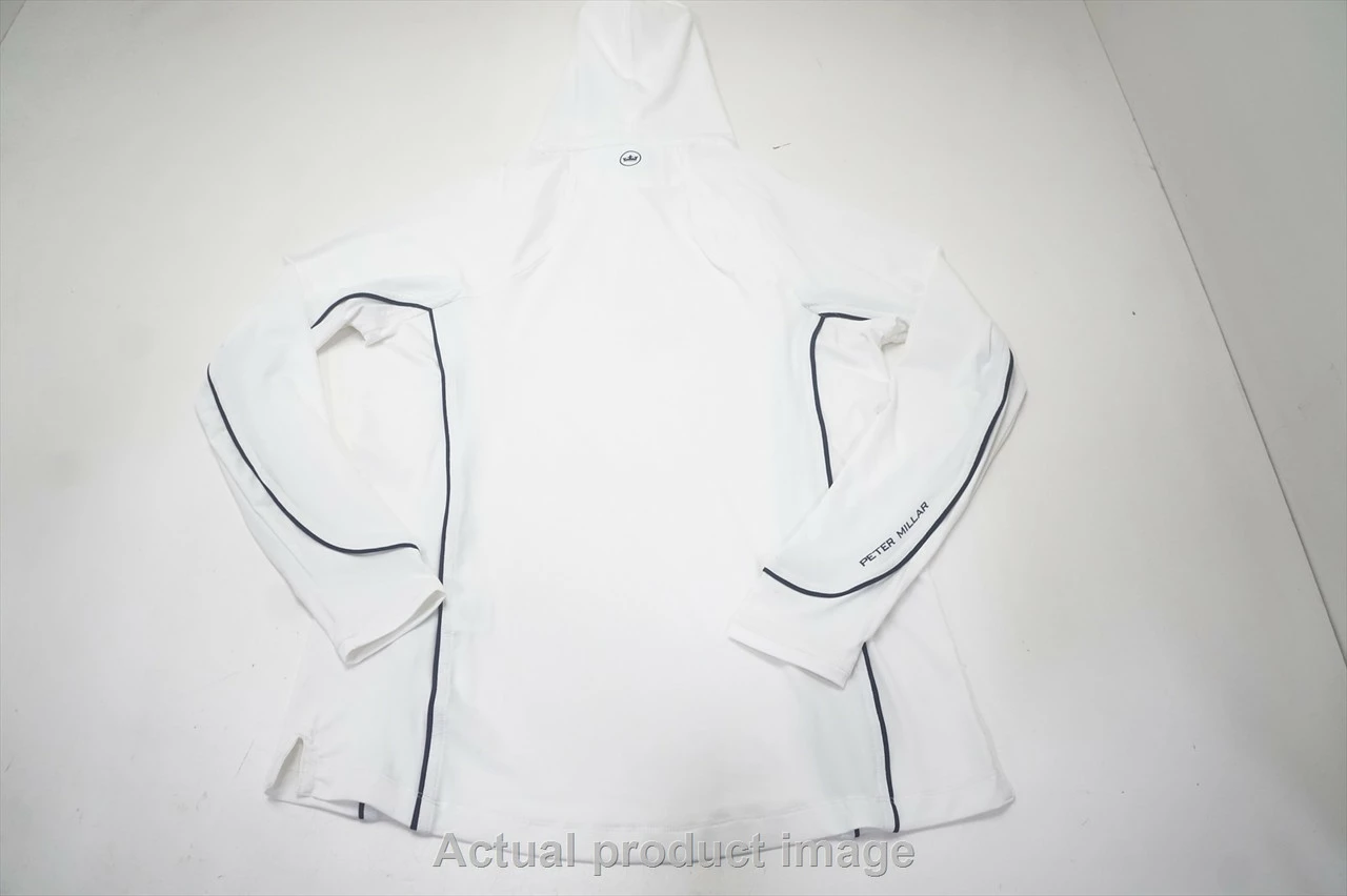 Peter Millar Lightweight Hoodie Pullover Womens Small White/Navy 737B 1000012 5 Peter Millar Lightweight Hoodie Pullover Womens Small White/Navy 737B 1000012 - Image 3