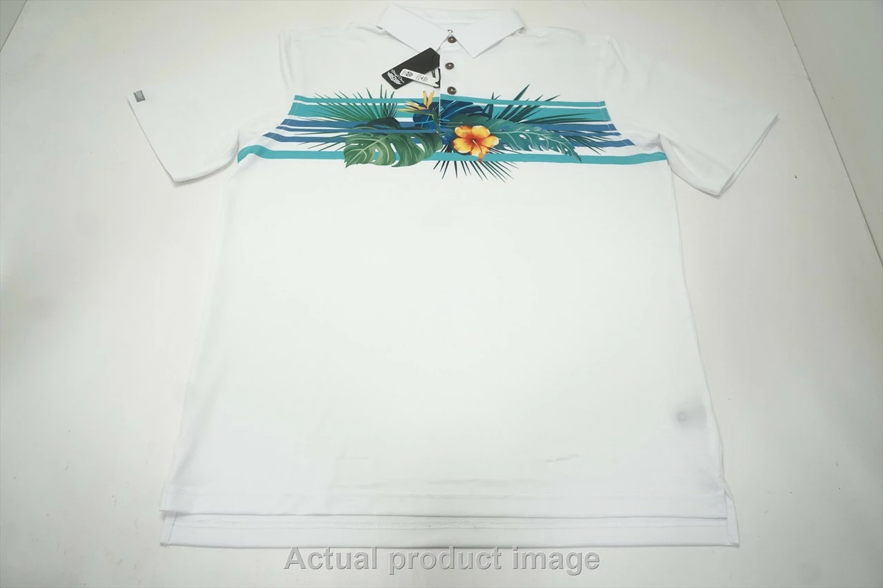 NEW Straight Down Golf Wailea Polo Mens Size Medium White Regular 738A 1000828 3 NEW Straight Down Golf Wailea Polo Mens Size Medium White Regular 738A 1000828