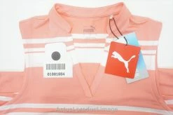 NEW Puma Cloudspun V Stripe Sleeveless Polo Womens Small Pink 738B 01001084 -Clothing Tops Sales Store 01001084 5 37247.1663821053