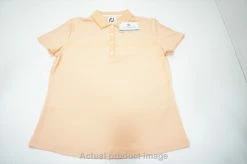 NEW FootJoy Cap Sleeve Houndstooth Print Polo Womens Medium Melon 739C 01002511