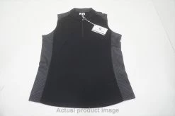 FootJoy Sleeveless Qtr Zip Houndstooth Polo Womens Medium Black 739C 01002527