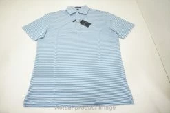 Peter Millar Mood Performance Mesh Polo Mens Medium Baltic/White 743B 1007140