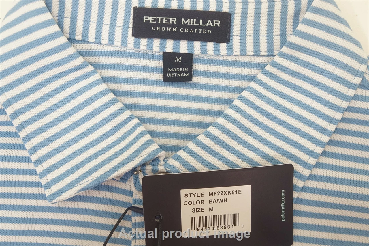 Peter Millar Mood Performance Mesh Polo Mens Medium Baltic/White 743B 1007140 4 Peter Millar Mood Performance Mesh Polo Mens Medium Baltic/White 743B 1007140 - Image 2