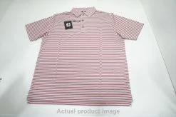 New FootJoy Golf Lisle Pinstripe Polo Mens Size Medium White/Red Regular 780A