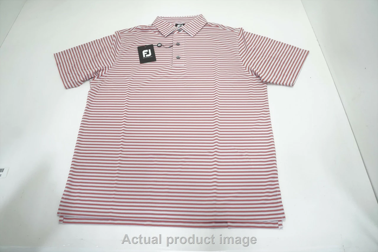 New FootJoy Golf Lisle Pinstripe Polo Mens Size Medium White/Red Regular 780A 3 New FootJoy Golf Lisle Pinstripe Polo Mens Size Medium White/Red Regular 780A
