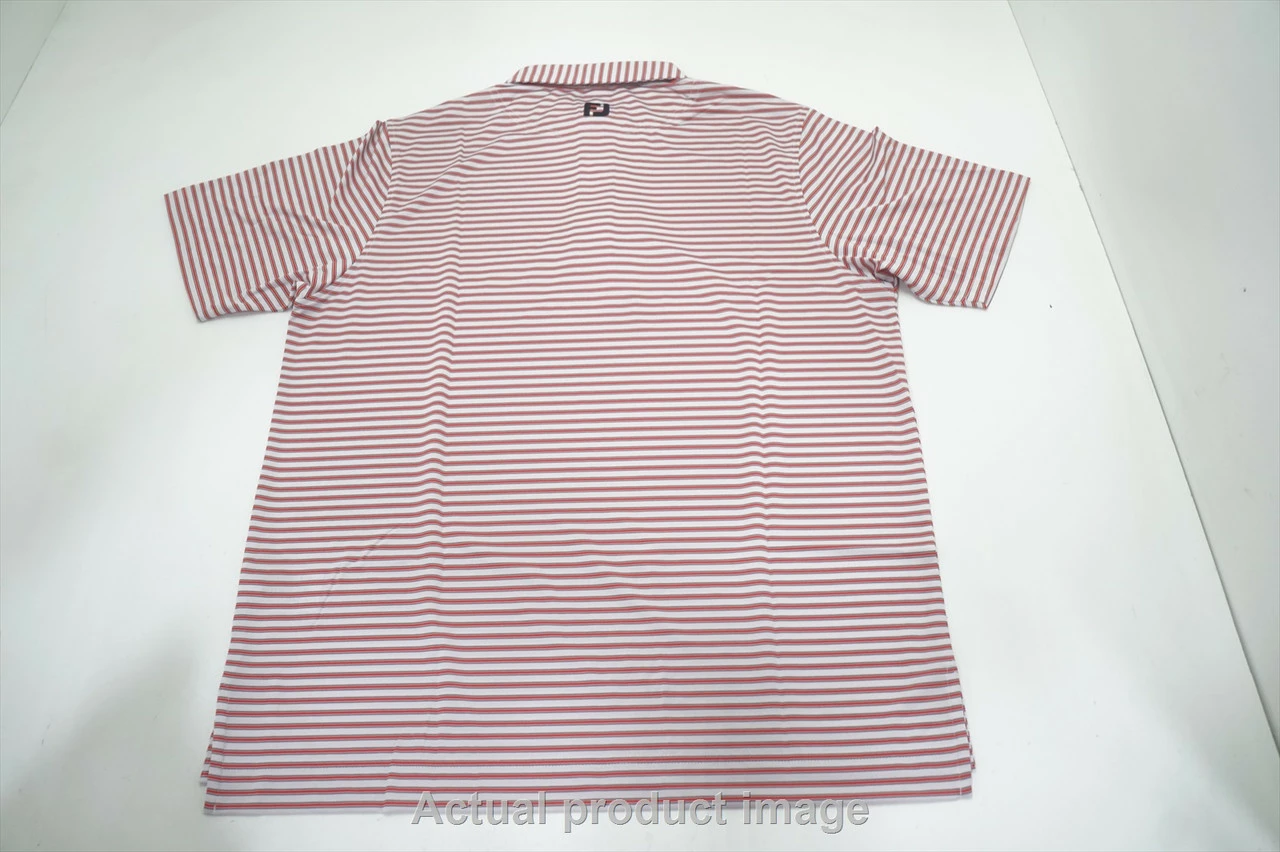 New FootJoy Golf Lisle Pinstripe Polo Mens Size Medium White/Red Regular 780A 5 New FootJoy Golf Lisle Pinstripe Polo Mens Size Medium White/Red Regular 780A - Image 3